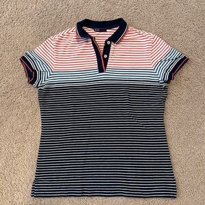 BLUED Ladies Striped Y2K Short Sleeve Polo Shirt